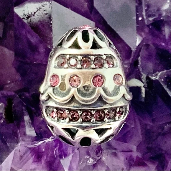 Chamilia Jewelry Chamilia Sterling Silver Limited Edition 23 Pink Rhinestone Easter Egg Charm Poshmark
